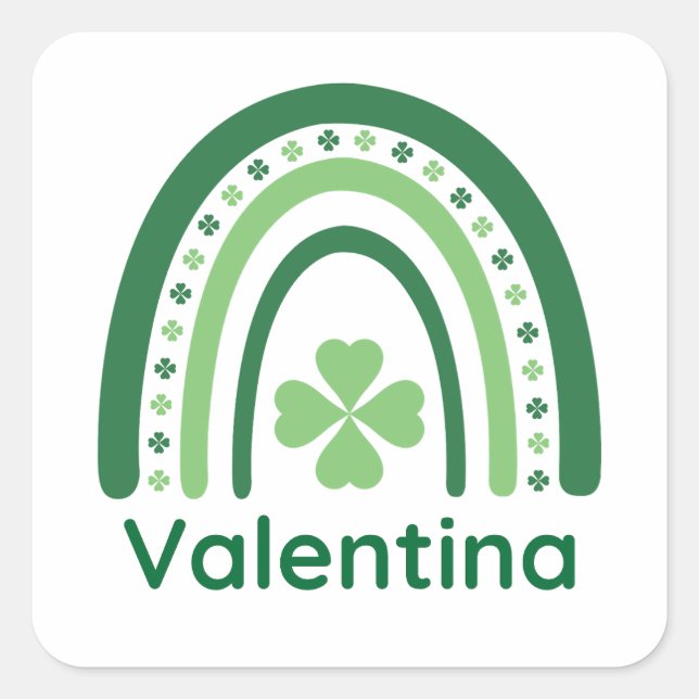Adesivo Quadrado Valentina Name Clover Boho Rainbow (Frente)