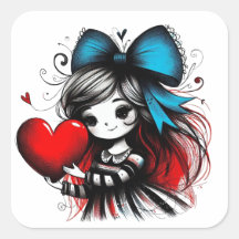 Valentine Girl Art 3 Inch Sticker – Kawaii Love