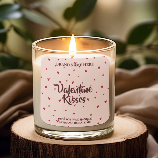 Adesivo Quadrado Valentine Kisses Candle Sticker Cute Hearts Design (Criador carregado)