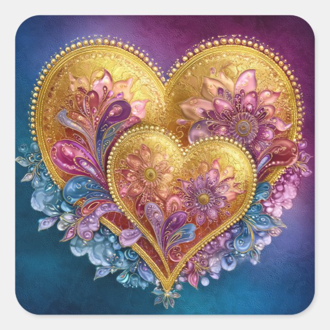 Adesivo Quadrado Valentine’s Day Stickers | Cute, Romantic  (Frente)