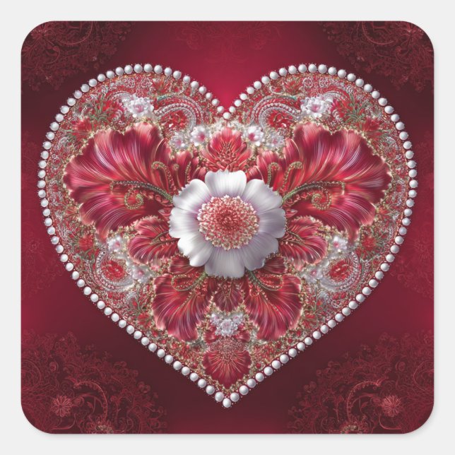 Adesivo Quadrado Valentine’s Day Stickers | Cute, Romantic  (Frente)