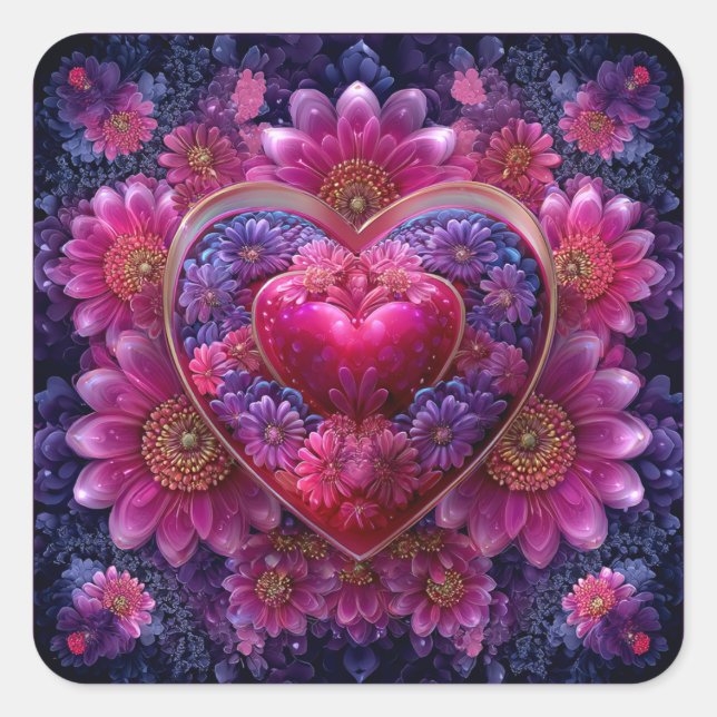 Adesivo Quadrado Valentine’s Day Stickers | Cute, Romantic  (Frente)