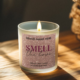 Adesivo Quadrado Valentine's Day Custom Pink Glitter Candle Label