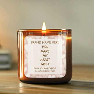 Adesivo Quadrado Valentine's Day Hearts Custom Candle Labels