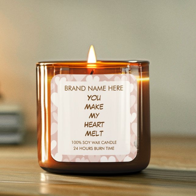 Adesivo Quadrado Valentine's Day Hearts Custom Candle Labels  (Criador carregado)