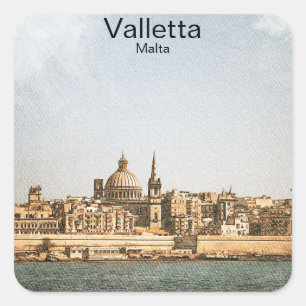 Adesivo Quadrado Valletta Malta Mediterrâneo
