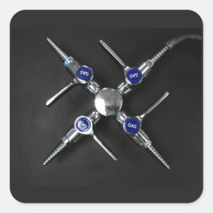 Adesivo Quadrado Válvulas de gás de laboratório no palito do ban