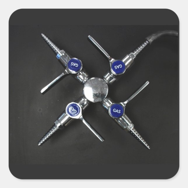 Adesivo Quadrado Válvulas de gás de laboratório no palito do banco  (Frente)