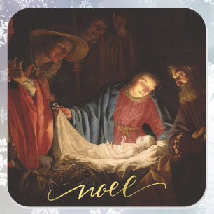 Adesivo Quadrado Vamos Adorá-Lo Natividade Jesus