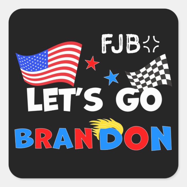 ADESIVO QUADRADO VAMOS BRANDON COM CABELO DE TRUMP (Frente)