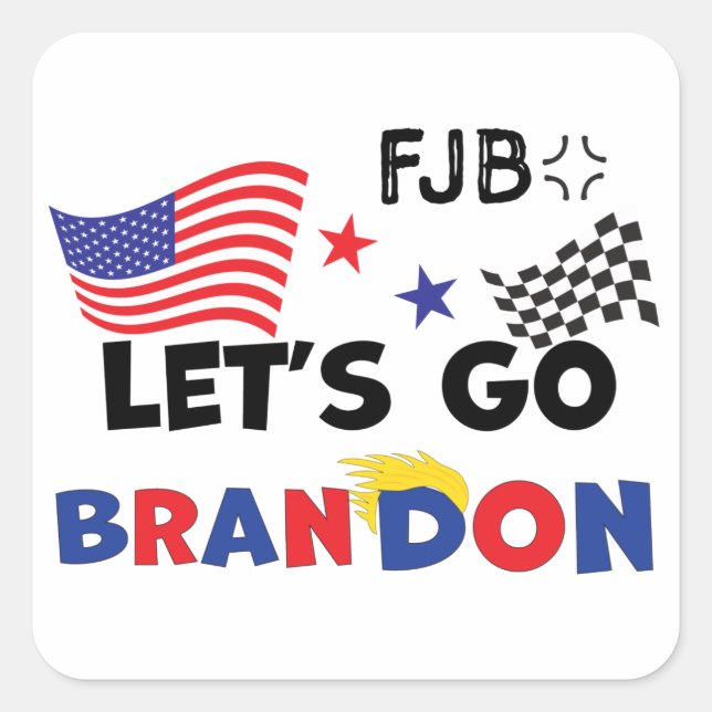 ADESIVO QUADRADO VAMOS BRANDON COM CABELO DE TRUMP (Frente)