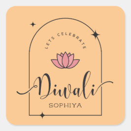 Adesivo Quadrado Vamos comemorar Diwali elegante e personalizável