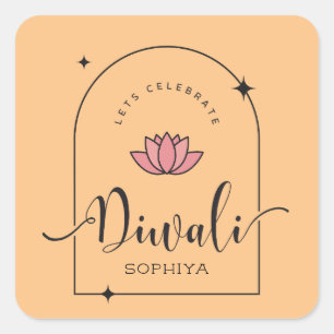 Adesivo Quadrado Vamos comemorar Diwali elegante e personalizável