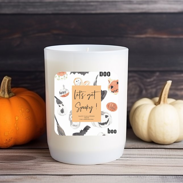 Adesivo Quadrado Vamos fica Spooky | Festa de Halloween | (Criador carregado)