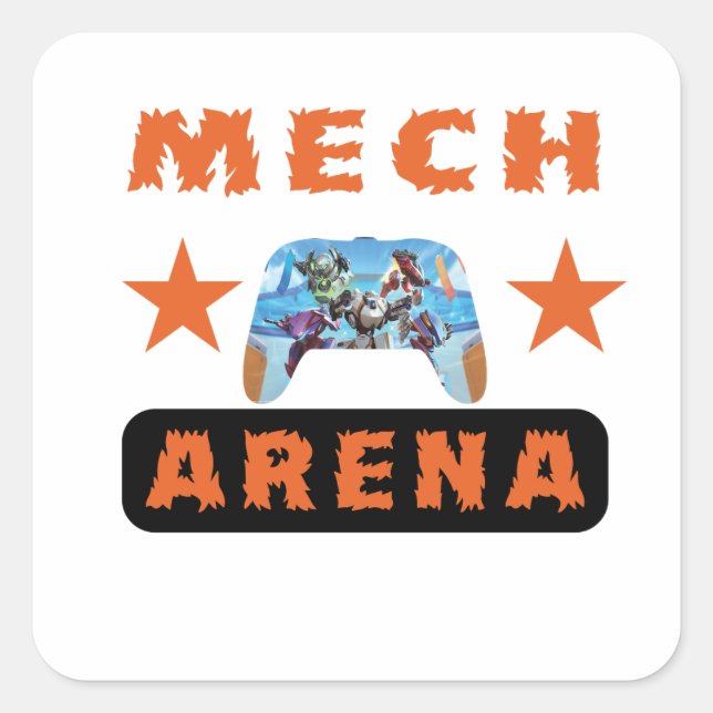 Adesivo Quadrado Vamos Jogar Uma Batalha Incrível | Mech Arena (Frente)