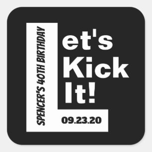 Adesivo Quadrado "Vamos Kickar" Personalizado para Qualquer Evento