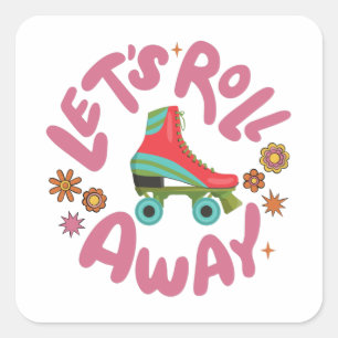 Adesivo Quadrado Vamos rolar para fora Skates do cilindro