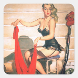 Adesivo Quadrado Vamos Vai Caça - Arte de Pin-up