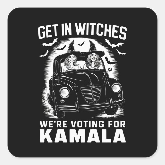 Adesivo Quadrado Vamos votar no Kamala Halloween (Frente)