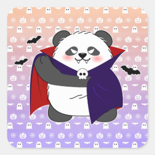 Adesivo Quadrado Vampiro do Bebê Cute do Halloween Panda Dracula