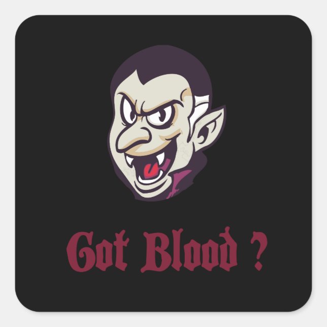Adesivo Quadrado Vampiro tem Design de sangue (Frente)