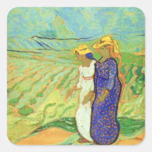Adesivo Quadrado Van Gogh, 2 Mulheres Atravessando Campos, Amigos V