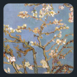 Adesivo Quadrado Van Gogh Almond Blossom<br><div class="desc">Vincent Van Gogh Nature Painting Series - Almond Blossom em tons azuis</div>