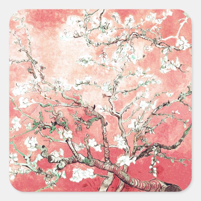 Adesivo Quadrado Van Gogh Almond Blossoms Peach (Frente)