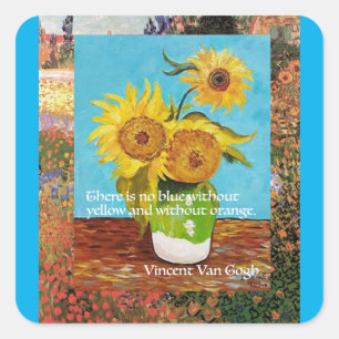 Adesivo Quadrado Van Gogh cita que não há Azul sem,