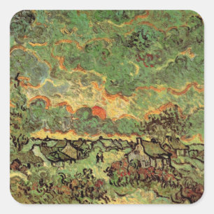 Adesivo Quadrado Van Gogh Cottages Cypress Reminiscência do Norte