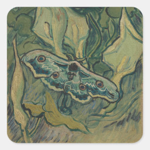 Adesivo Quadrado Van Gogh Grande Mariposa Pavão Vintage Arte da Nat