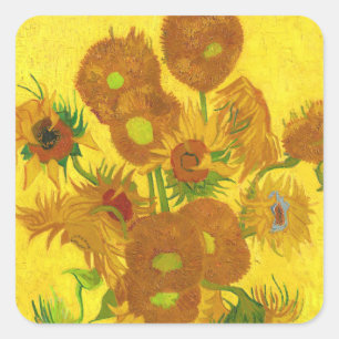 Adesivo Quadrado Van Gogh Quinze Girassóis Em Uma Arte Bela Vaso