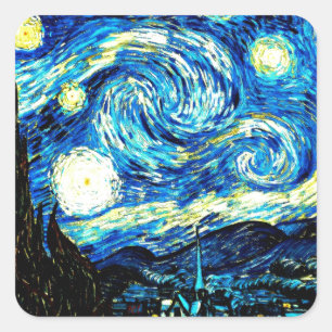 Adesivo Quadrado Van Gogh - Starry Night