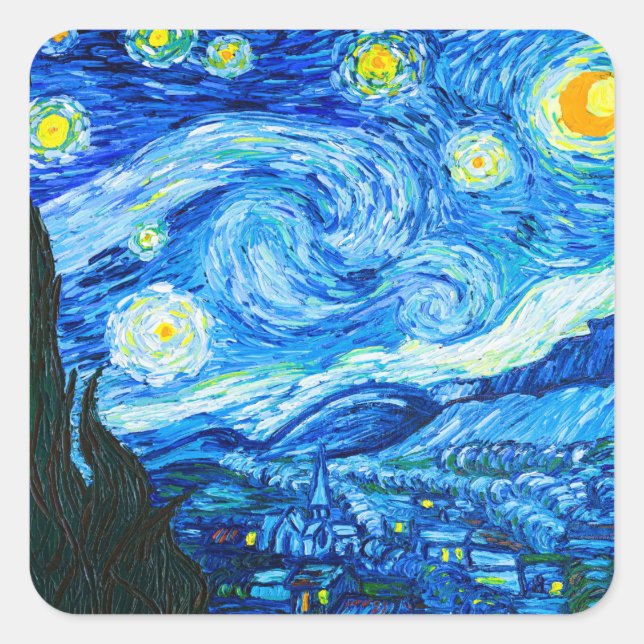 Adesivo Quadrado Van Gogh Starry Night (Frente)