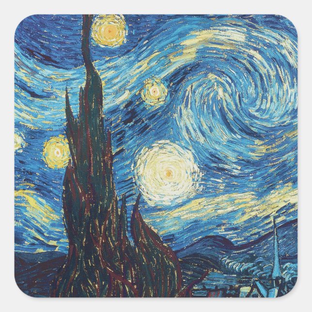 Adesivo Quadrado Van Gogh Starry Night Classism Arte (Frente)