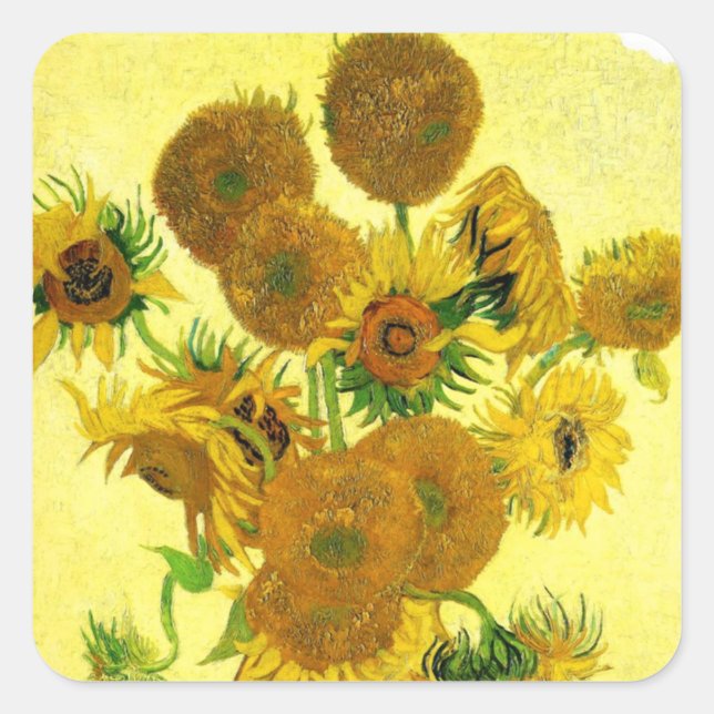 Adesivo Quadrado Van Gogh Sunflower Stickers (Frente)