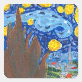 Adesivo Quadrado Van Gogh, The Starry Night Stickers