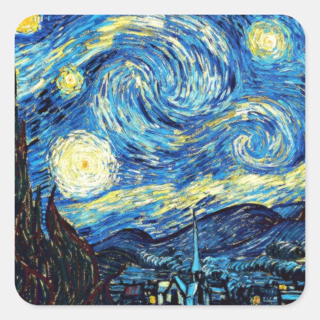 Adesivo Quadrado Van Gogh's famous painting, Starry Night (Frente)