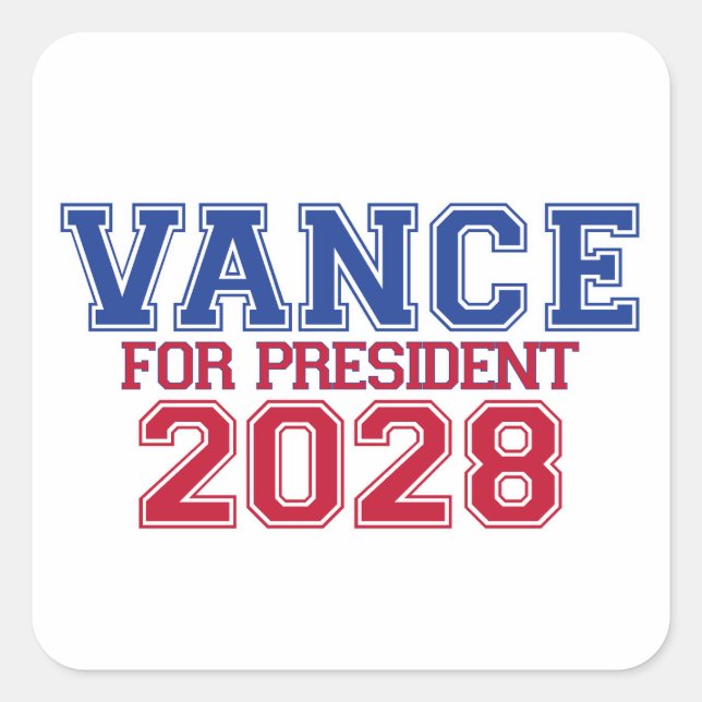 Adesivo Quadrado Vance para Presidente (varsity) (Frente)