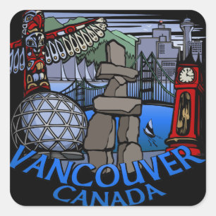 Adesivo Quadrado Vancouver Canada Stickers Landmark Souvenir Art