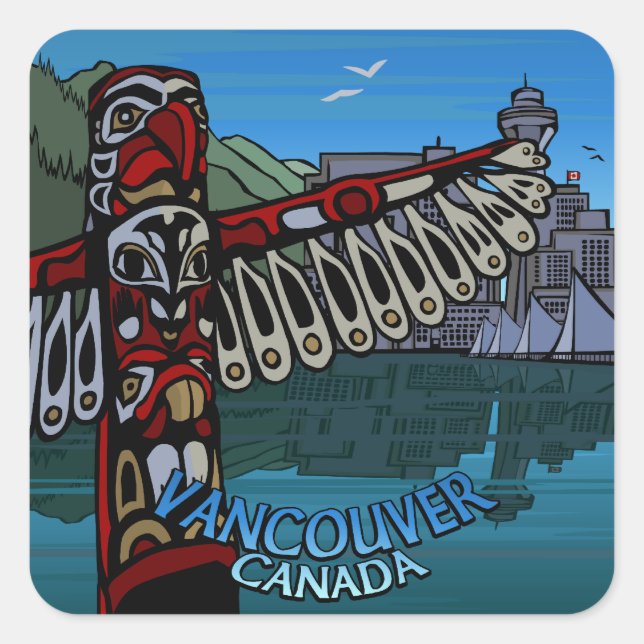 Adesivo Quadrado Vancouver Canada Stickers Landmark Souvenir Art (Frente)