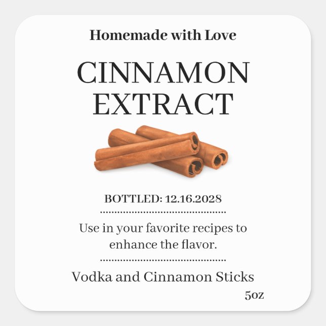 Adesivo Quadrado Vanilla Extract Modern Label Sticker ZVEG_101_01 (Frente)