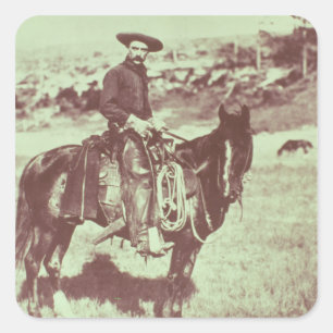 Adesivo Quadrado Vaqueiro de Montana, c.1880 (foto de b/w)