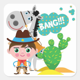 Adesivo Quadrado Vaqueiro e cavalo