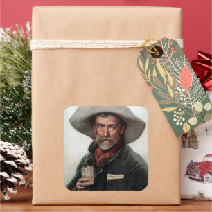 Adesivo Quadrado Vaqueiro espanhol Ranchero no Velho Salão Oeste