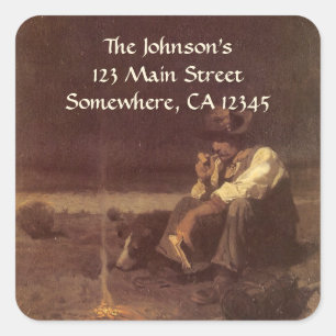 Adesivo Quadrado Vaqueiros ocidentais do vintage, pastor das