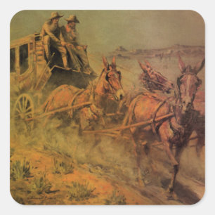 Adesivo Quadrado Vaqueiros Vintage, O Stage Coach por John Borein