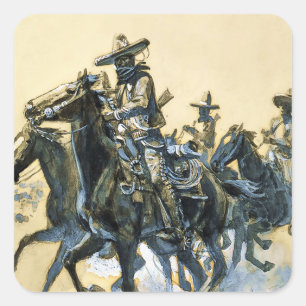 Adesivo Quadrado "Vaqueros" Arte Ocidental de Charles M Russell