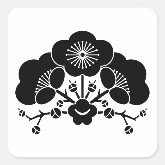 Adesivo Quadrado Várias flores de ameixa (Frente)