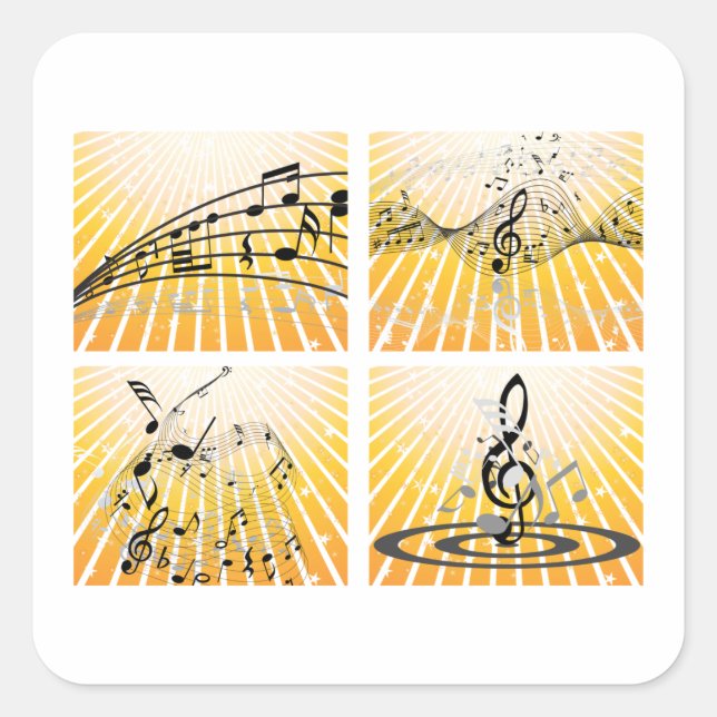 Adesivo Quadrado Várias Notas de Música (Frente)